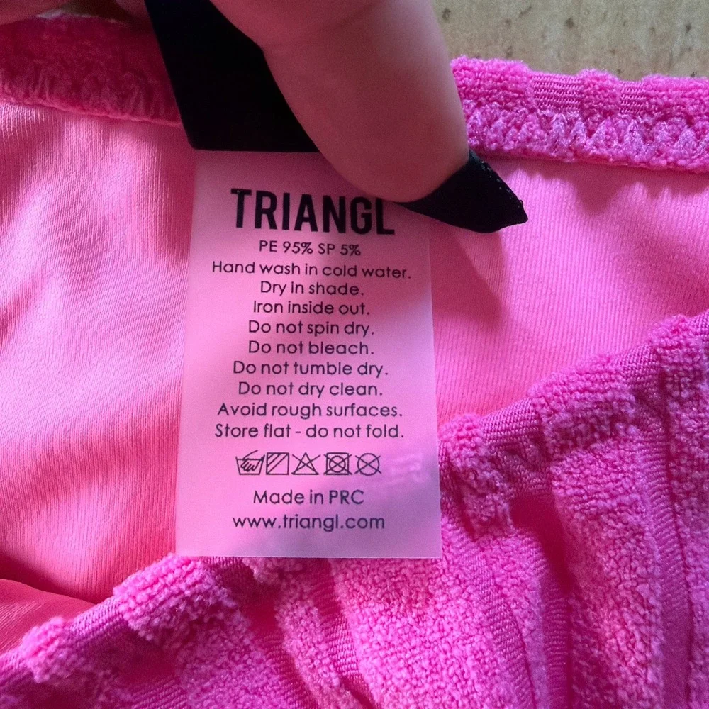 TRIANGL Swim Bikini Bottoms Adjustable Ribbed Pink Women's Size Small Summer EUC
